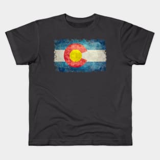 Colorado State flag in distressed grunge Kids T-Shirt